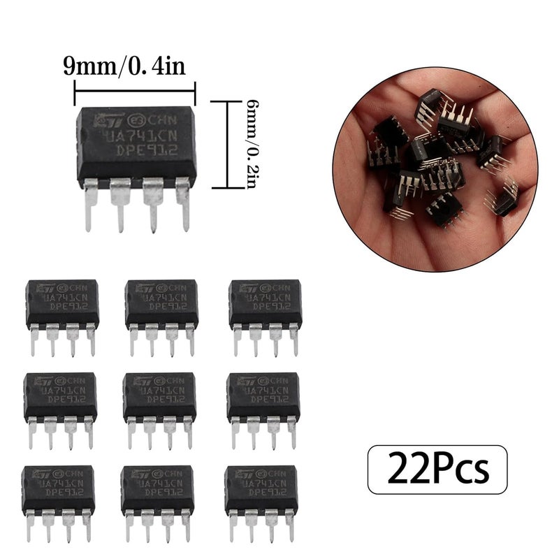 FOXTIP UA741CN UA741 Om-Amp DIP-8 General-Purpose IC Single Operational Amplifier 8-Pin (Pack of 22pcs) - Image 2